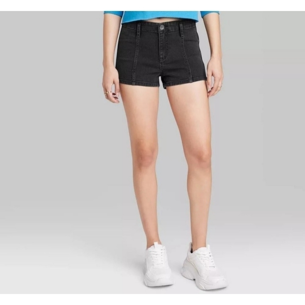 Wild Fable Super High Rise Seamed Black Jean Shorts